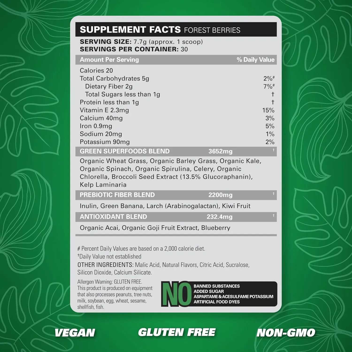 EHP Labs OxyGreens Super Greens Powder – Daily Greens & Superfood Supplement with Spirulina, Chlorella, Prebiotics, Digestive Enzymes, Antioxidants – 30 Servings (Forest Berries)