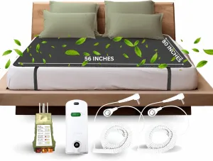 ELECTRAWAVE Grounding Mattress Cover Pad, Queen Size Earth Connected Conductive Carbon Leatherette Grounding Sheets for Better Sleep, Relieve Pain, Reduce Inflamation