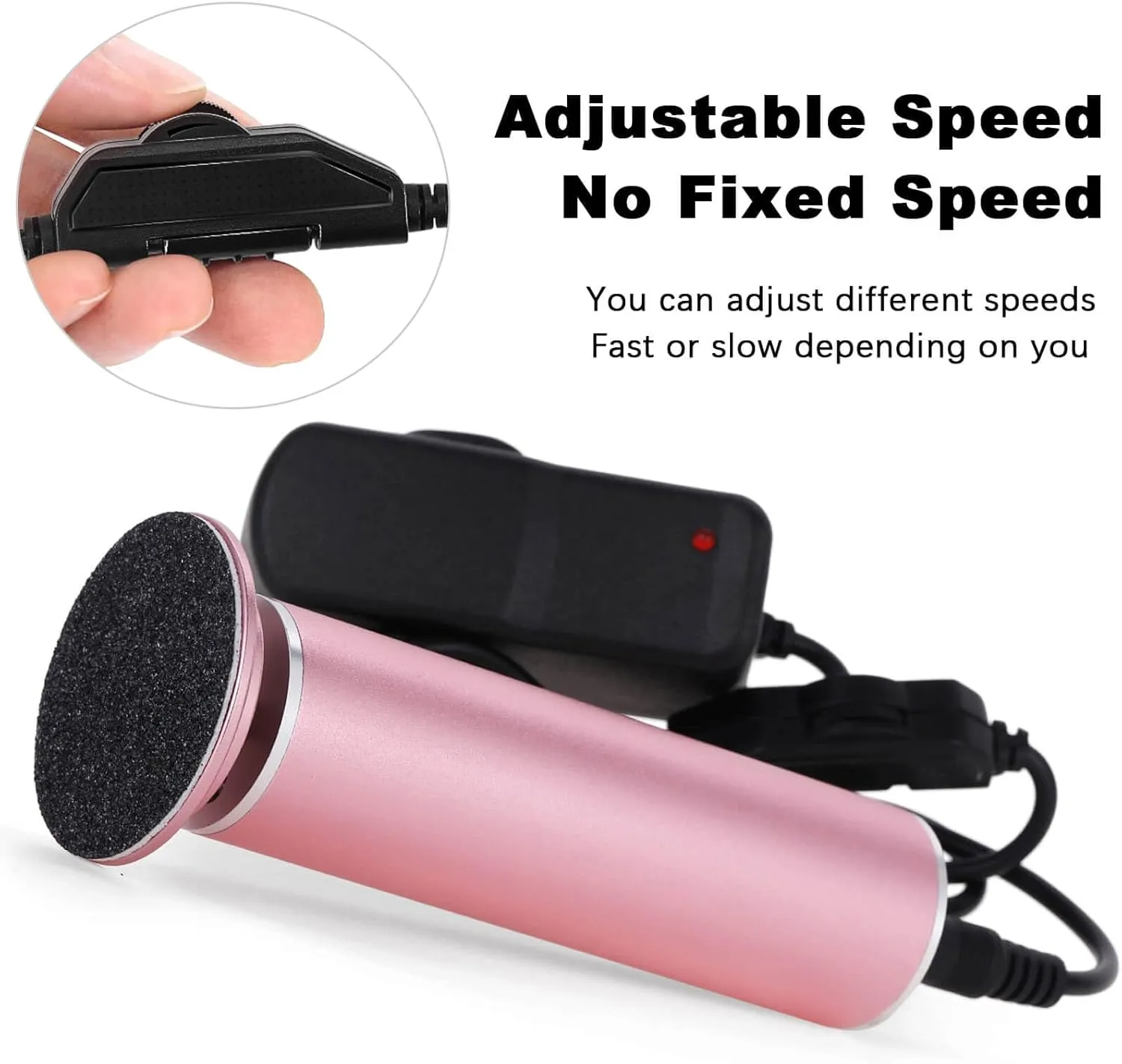 Electric Callus Remover for Feet Adjustable Speed, Powerful Foot Scrubber Electric Foot Callus Remover Heel File with 60PCS Sanding Discs Pedicure Tools for Feet Dead Skin Foot Grinder, Pink