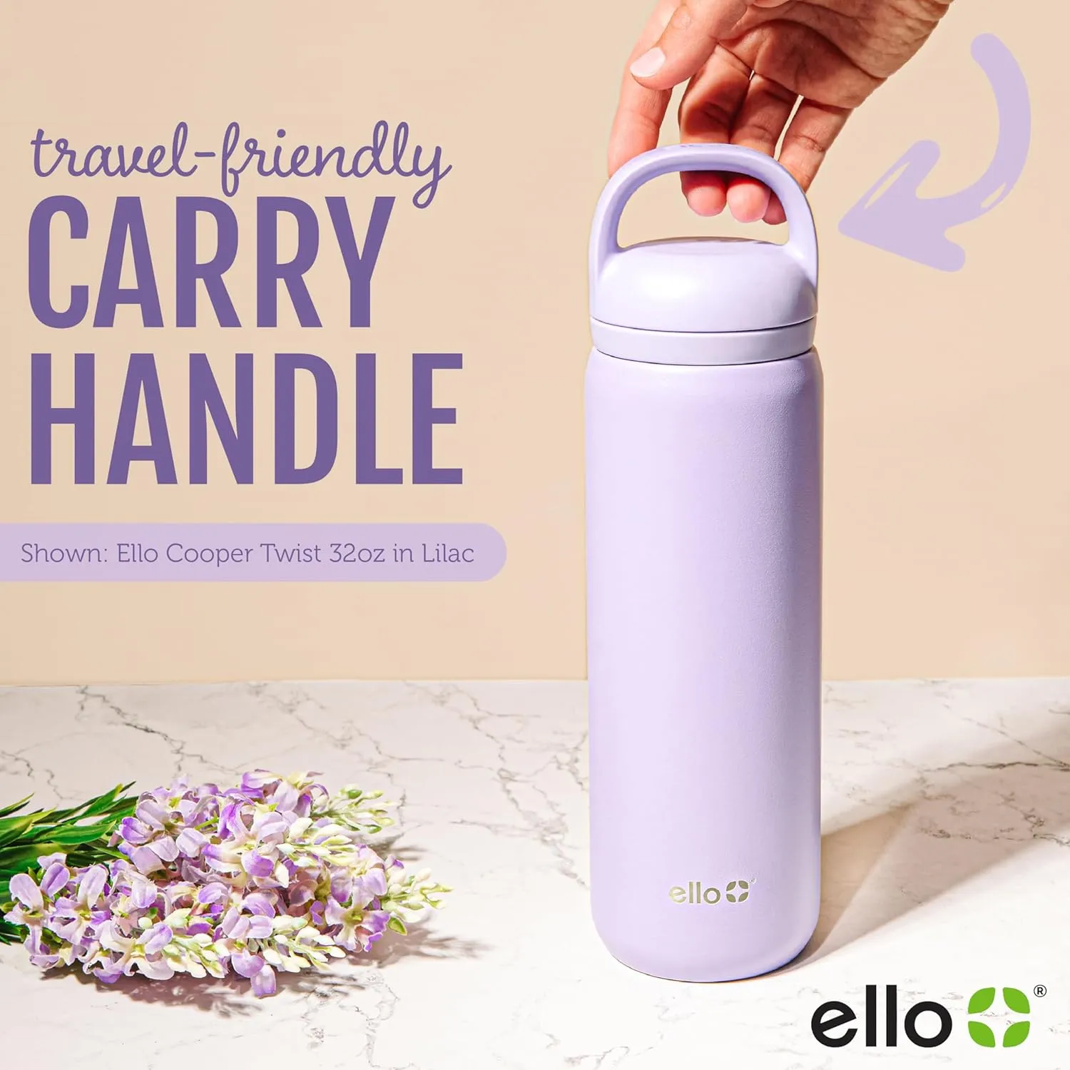 Ello Cooper Twist 18oz Kids Stainless Steel Water Bottle with Chug Lid | Leak Proof Double Walled and Vacuum Insulated | Fits Car Cupholder | Built in Carry Loop | Dishwasher Safe | Black