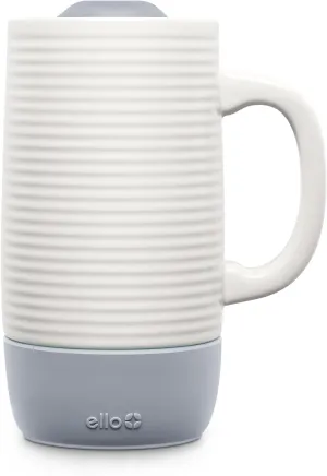 Ello Jane 18oz Ceramic Travel Mug with Handle, Splash-Resistant Slider Lid and Built-in Coaster, Perfect for Coffee and Tea, BPA Free, Dishwasher Safe, Gift for Holiday Him Her Mother's Day