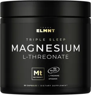 ELMNT Triple Sleep Magnesium Threonate w. Apigenin, Theanine & Magtein Magnesium L-Threonate - Highest Absorption Magnesium Supplement Capsules Natural Sleep Aid for Deep Sleep Calm & Stress Relief