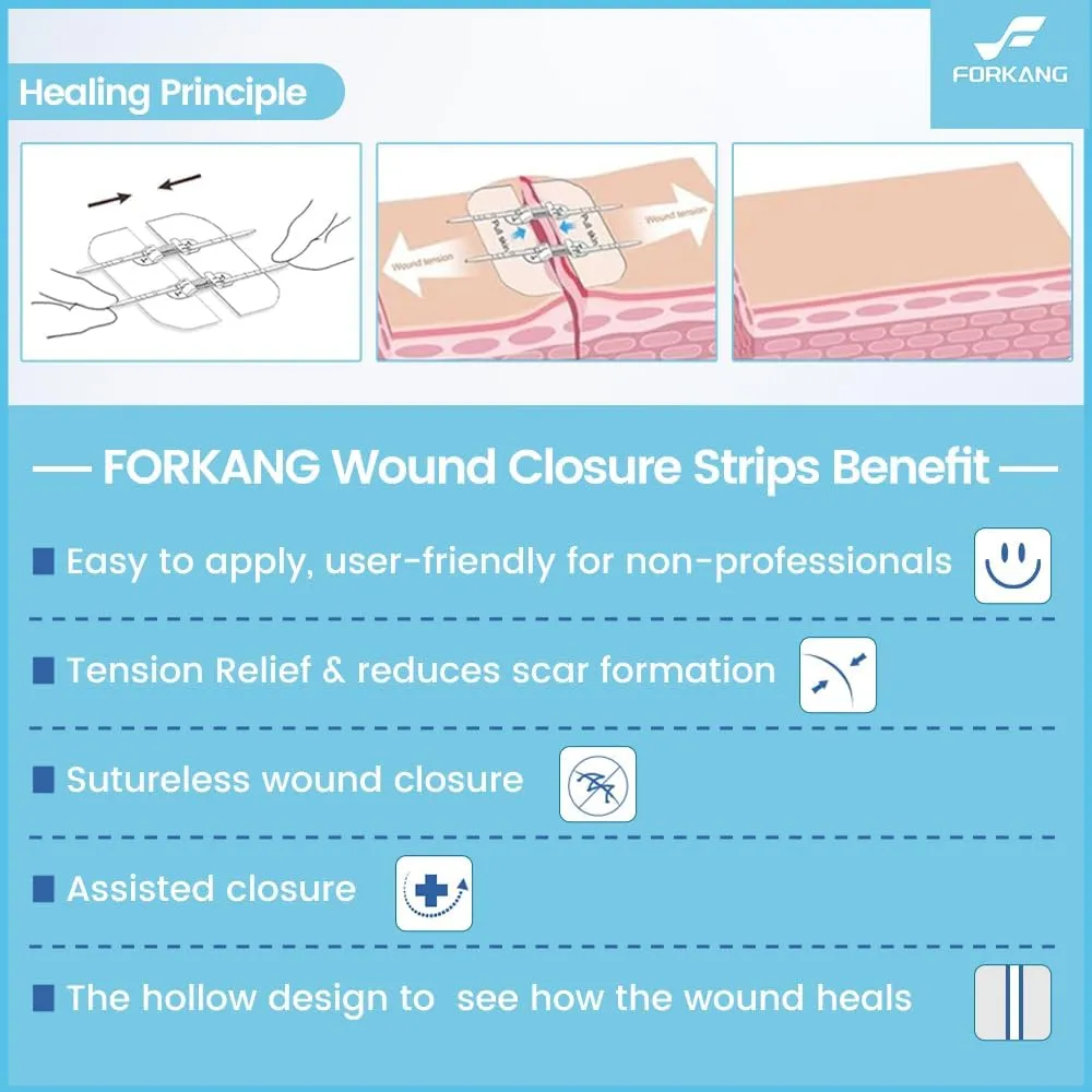 Emergency Wound Closure Tape | Butterfly Bandages for Wound Repair | Laceration Closure Strips (6 Zipper/PC) | Stitch-Free Skin Glue Alternative | 2.4”x4.1” Steri Strips for 0-9cm Cuts