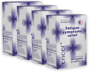 Encer Homeopathic Medicine for Oncology Treatments-Natural Energy Boosters for Radiotherapy Patients - Fatigue, Focus & Vitality Supplement-Chemotherapy Must Haves for Women & Men - 4 Pack, 240 Count