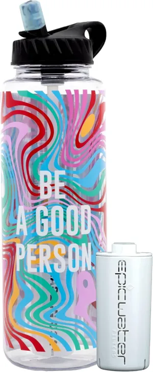 Epic Water Filters Nalgene OG Water Bottle with Filter, USA Made, BPA Free, Removes 99.99% Tap Water Contaminants, Forever Chemicals, BAGP Art, 48 oz
