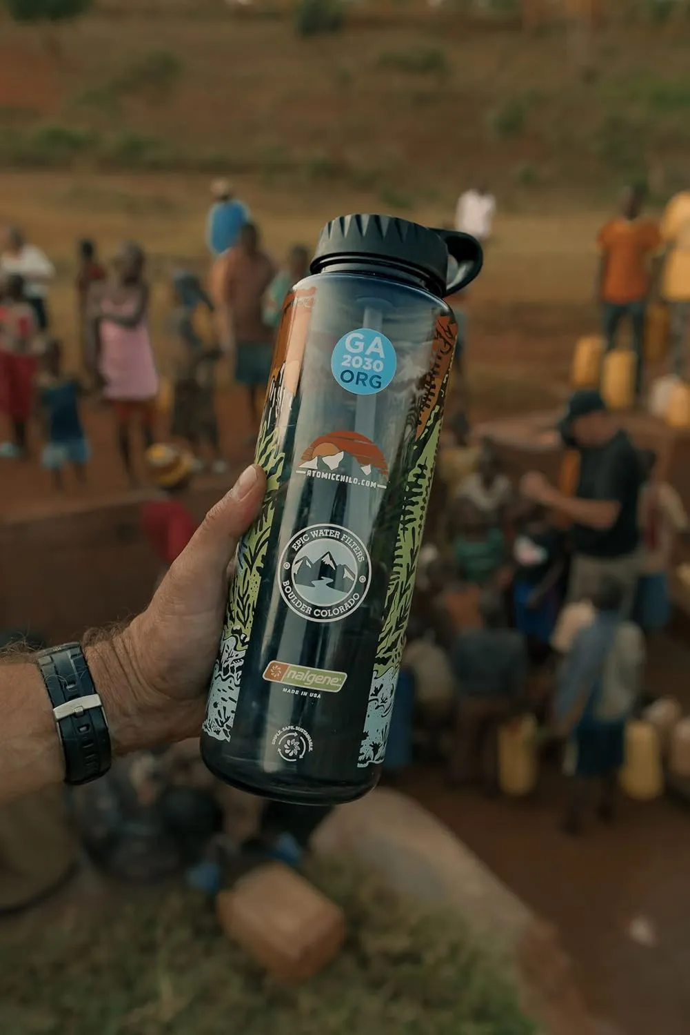 Epic Water Filters Nalgene OG Water Bottle with Filter, USA Made, BPA Free, Removes 99.99% Tap Water Contaminants, Forever Chemicals, GA 2030 Art, 48 oz