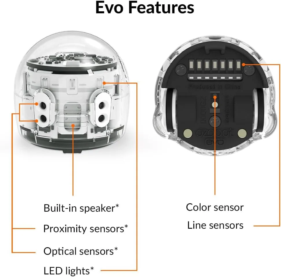 Evo Entry Kit: Interactive Coding Robot, Kids Ages 5 , Includes Color Code Markers, Charging Cable, Zip Case, Access to 700  STEM Lessons - Educators & Parents, No Coding Experience Required
