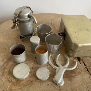 Extra Rare Vintage Camping Coffee Kit, Vintage Nostalgia Espresso & Pour Over Set, Portable Travel Outdoor Coffees Serving Sets, Nostalgia Gift for Coffee Lovers Collector