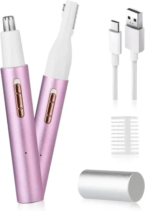 Facial Hair Removal for Women - Painless 2 in 1 Facial Hair Remover & Eyebrow Trimmer for Women Electric Hair Removal Device for Face Lips Peach Fuzz with Light
