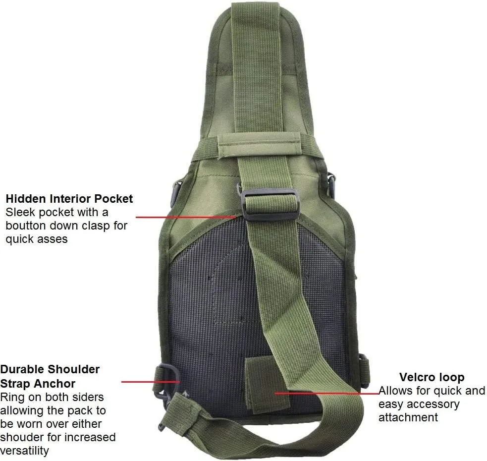 FAMI Outdoor Tactical Bag Backpack, Military Sport Bag Pack Sling Shoulder Backpack Tactical Satchel for Every Day Carry (Army Green)