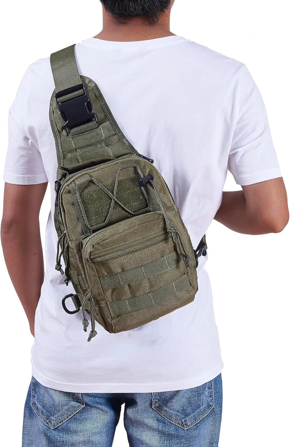 FAMI Outdoor Tactical Bag Backpack, Military Sport Bag Pack Sling Shoulder Backpack Tactical Satchel for Every Day Carry (Army Green)