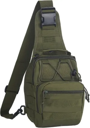FAMI Outdoor Tactical Bag Backpack, Military Sport Bag Pack Sling Shoulder Backpack Tactical Satchel for Every Day Carry (Army Green)