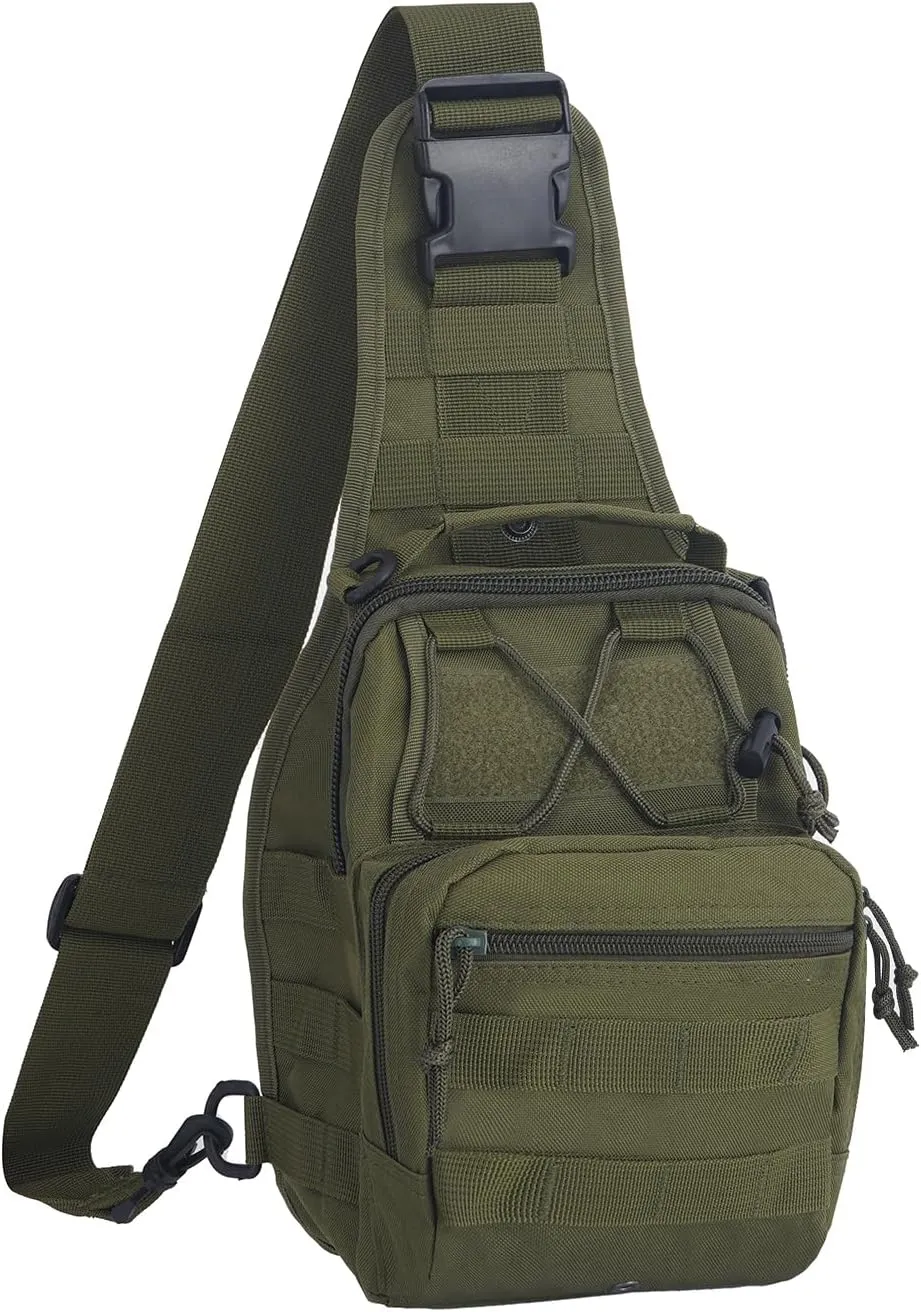 FAMI Outdoor Tactical Bag Backpack, Military Sport Bag Pack Sling Shoulder Backpack Tactical Satchel for Every Day Carry (Army Green)