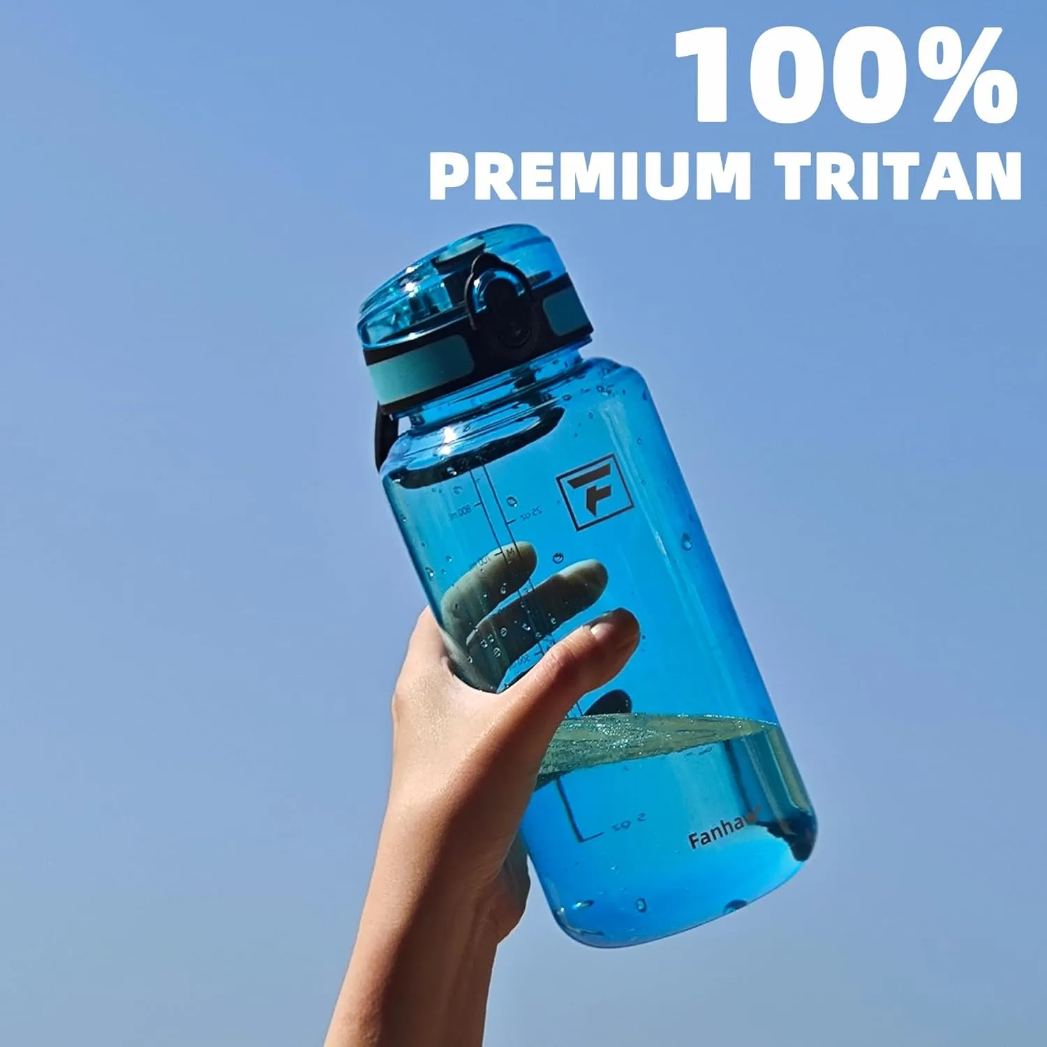 Fanhaw 32 Oz Clear Tritan Water Bottle with Chug Lid, BPA-free, Wide Mouth, Leak Proof - for Gym, Travel, Home, School, Office (Amethyst)