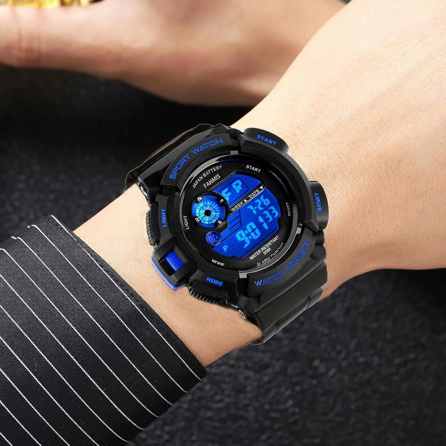 FANMIS Mens Military Multifunction Digital LED Watch Electronic Waterproof Alarm Quartz Sports Watch