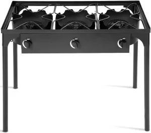 FANTASK 3-Burner Outdoor Camping Stove, Portable High Pressure Propane Gas Cooker Burner w/Detachable Legs for Patio Camp Cooking