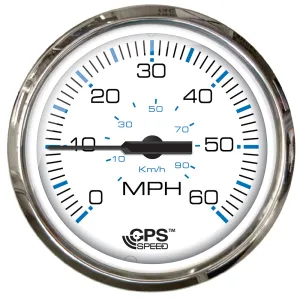 Faria Chesapeake White SS 4" Studded Speedometer - 60MPH (GPS) | 33839