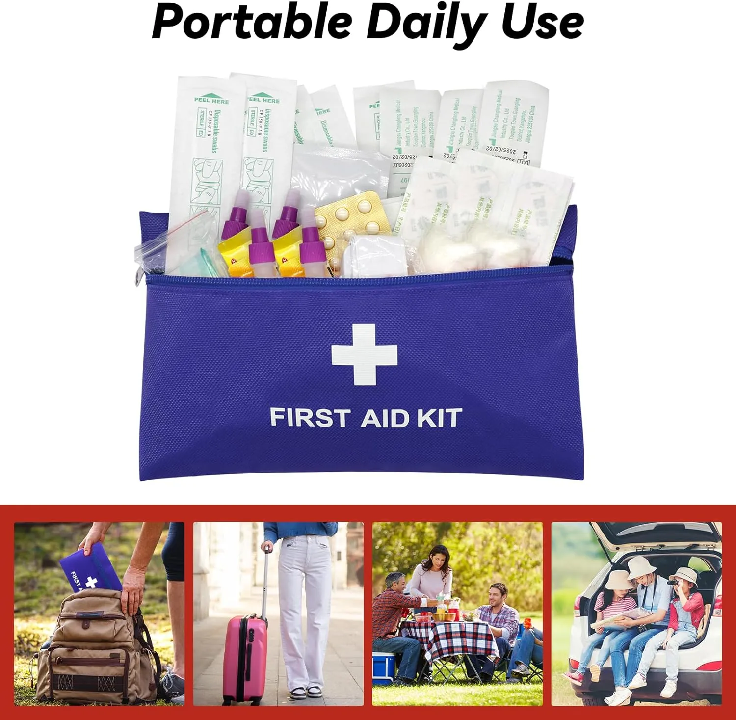 Faylapa 12Pcs Mini Empty First Aid Bag, 9.44x5.90 inches Travel Pouch Bag for Travel, Home, Office, Car, Camping, Outdoor (Bag Only)