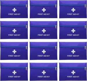 Faylapa 12Pcs Mini Empty First Aid Bag, 9.44x5.90 inches Travel Pouch Bag for Travel, Home, Office, Car, Camping, Outdoor (Bag Only)