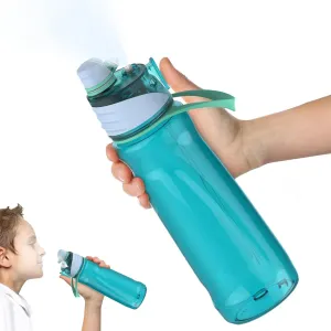 FEIJIAN Mist & Sip Water Bottle, 22oz, BPA-Free, Leakproof & Lightweight, Ideal for Fitness & Outdoor, Blue