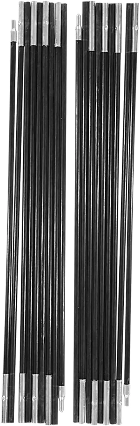 Fiberglass Camping Tent Pole Bars, Support Rods Awning Frames Kit 4.9M Fiberglass Tent Pole for 7-8 Person Camping Tent with Special Design Suitable for Soft Places