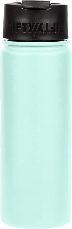 Fifty/Fifty 20oz, Double Wall Vacuum Insulated Café Water Bottle, Stainless Steel, Flip Cap w/ Wide Mouth, Cool Mint, 20oz/591ml