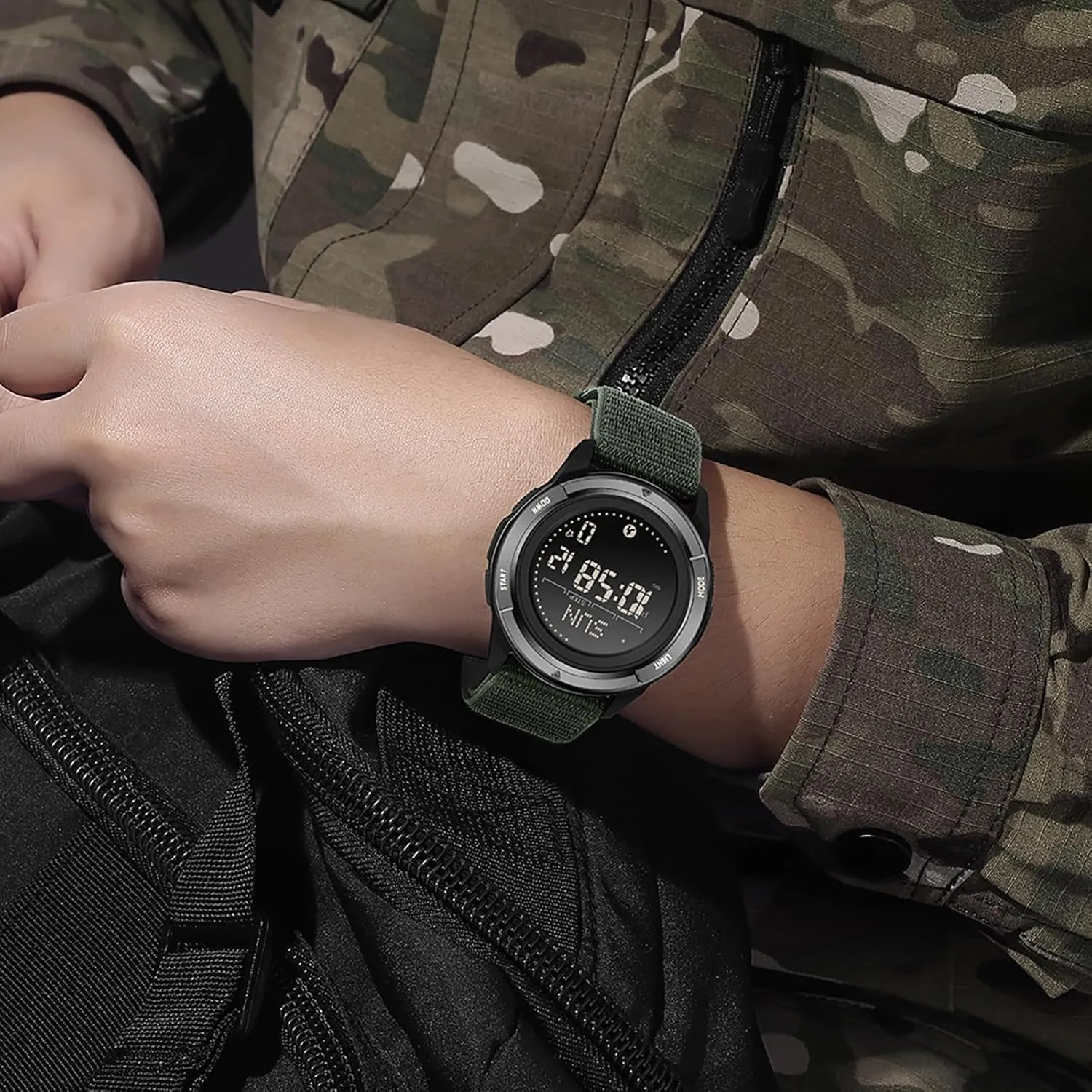 findtime Compass Tactical Watches for Men Women with Metronome Step Counter Countdown Dual Time Alarm Stopwatch Rubber Strap Lightweight Digital Waterproof Watch Orange
