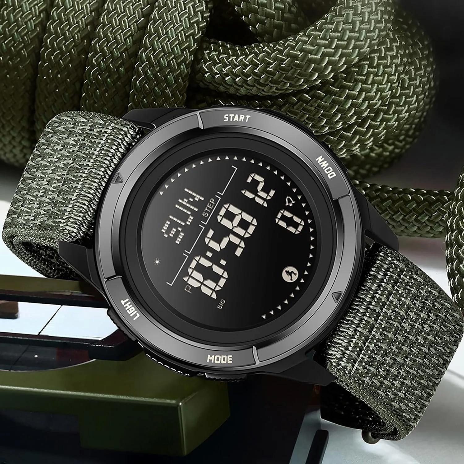 findtime Compass Tactical Watches for Men Women with Metronome Step Counter Countdown Dual Time Alarm Stopwatch Rubber Strap Lightweight Digital Waterproof Watch Orange