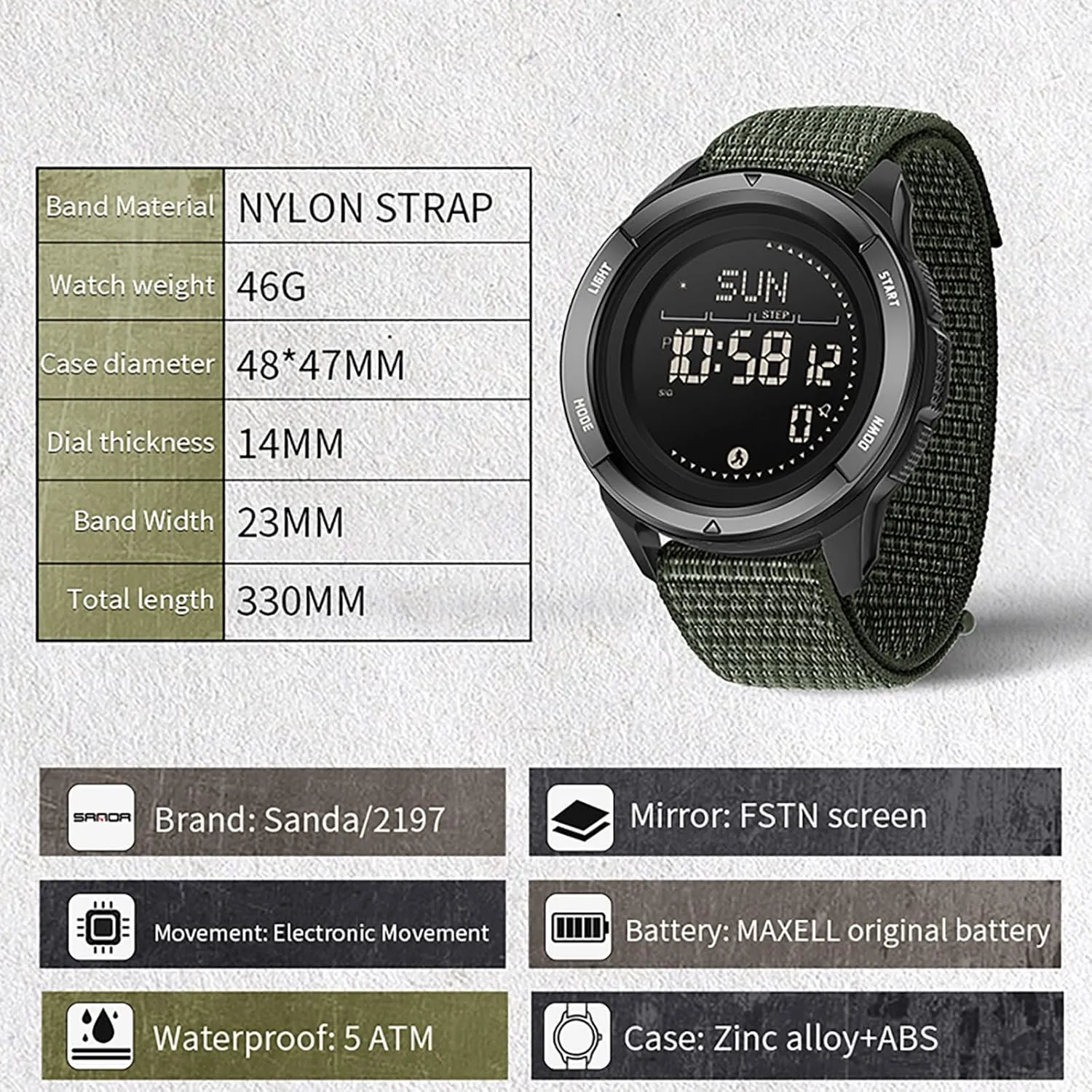findtime Compass Tactical Watches for Men Women with Metronome Step Counter Countdown Dual Time Alarm Stopwatch Rubber Strap Lightweight Digital Waterproof Watch Orange