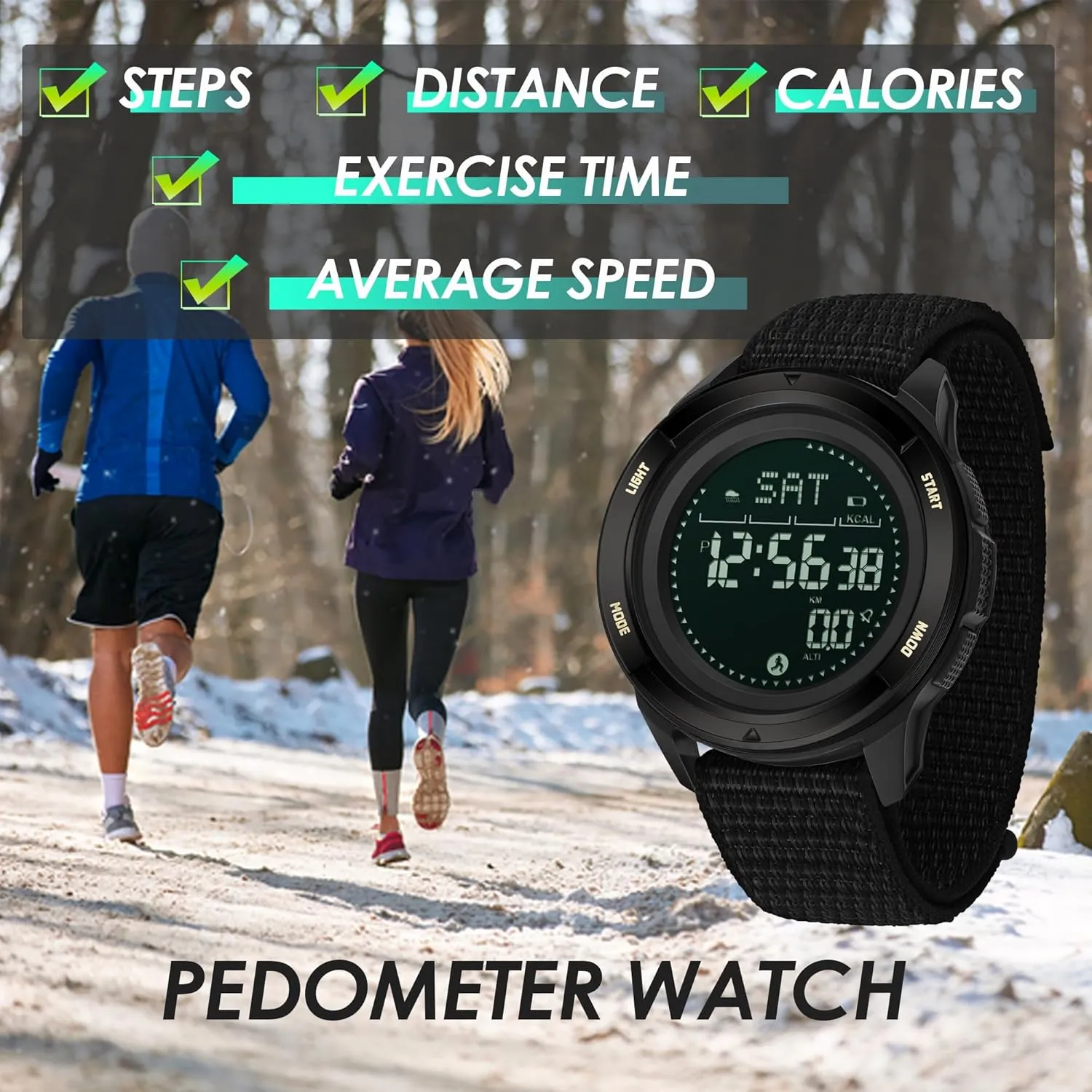 findtime Military Watches for Men Digital Tactical Sports Compass Pedometer Calorie Step Counter Watch Waterproof Stopwatch Pacer Running Watch Alarm Electronic Nylon Strap