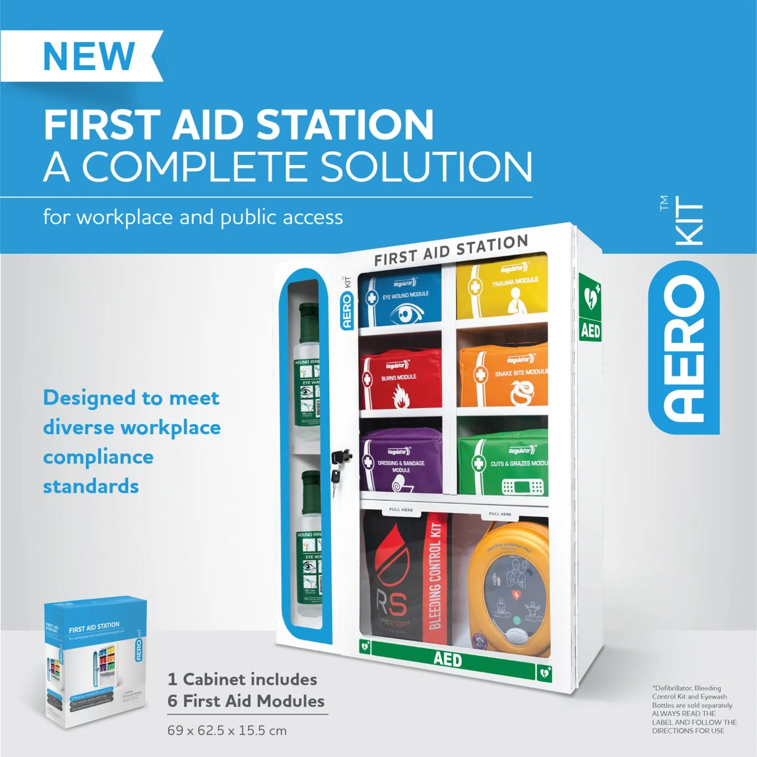 First Aid Station with 6 Modules 69cm x 62.5cm x 15.5cm