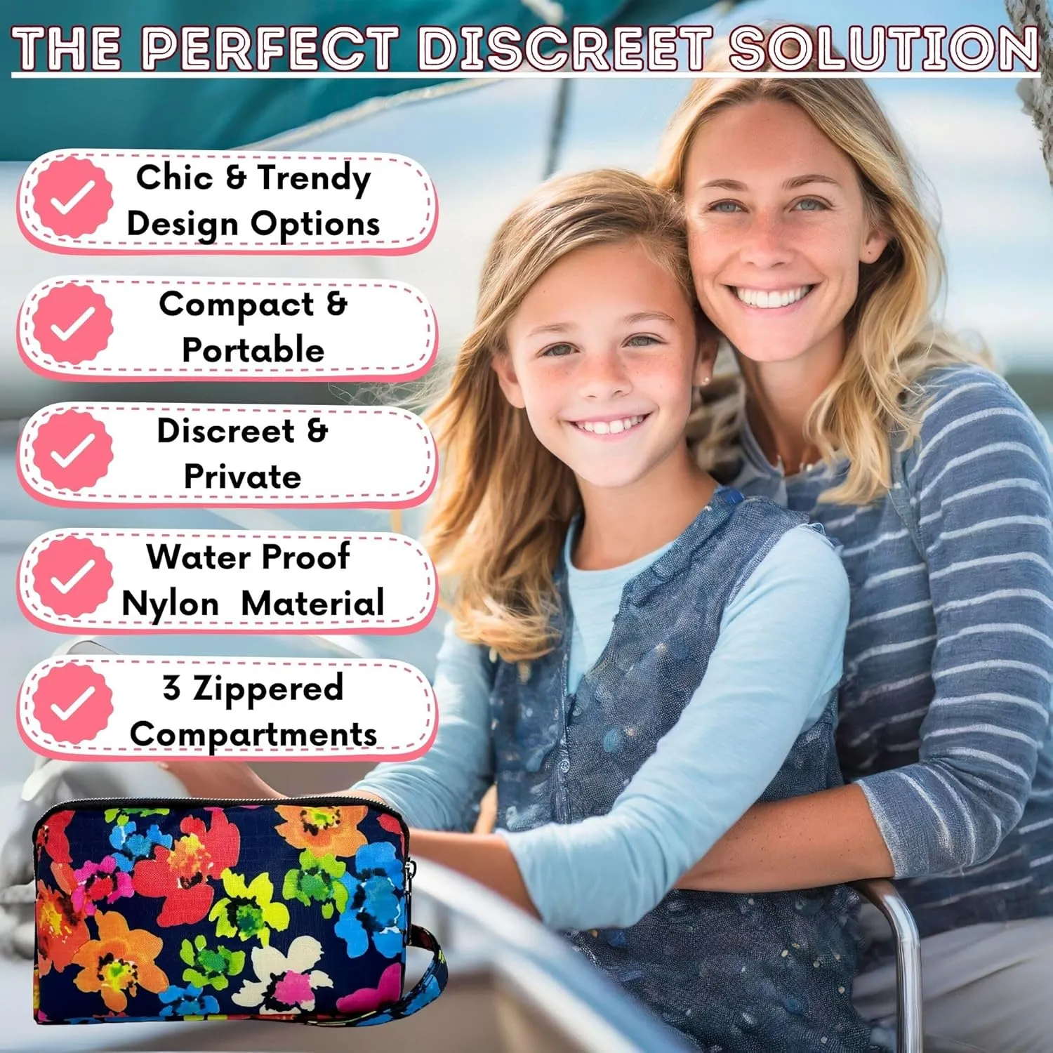 First Period Pal Pack to-Go Kit | 24 pcs | First Period Kit for Tweens | Teen Period Kit| Discrete Period Bag, Pads, Panty Liners, Period Kits for Tweens 10-12 (Color Burst)