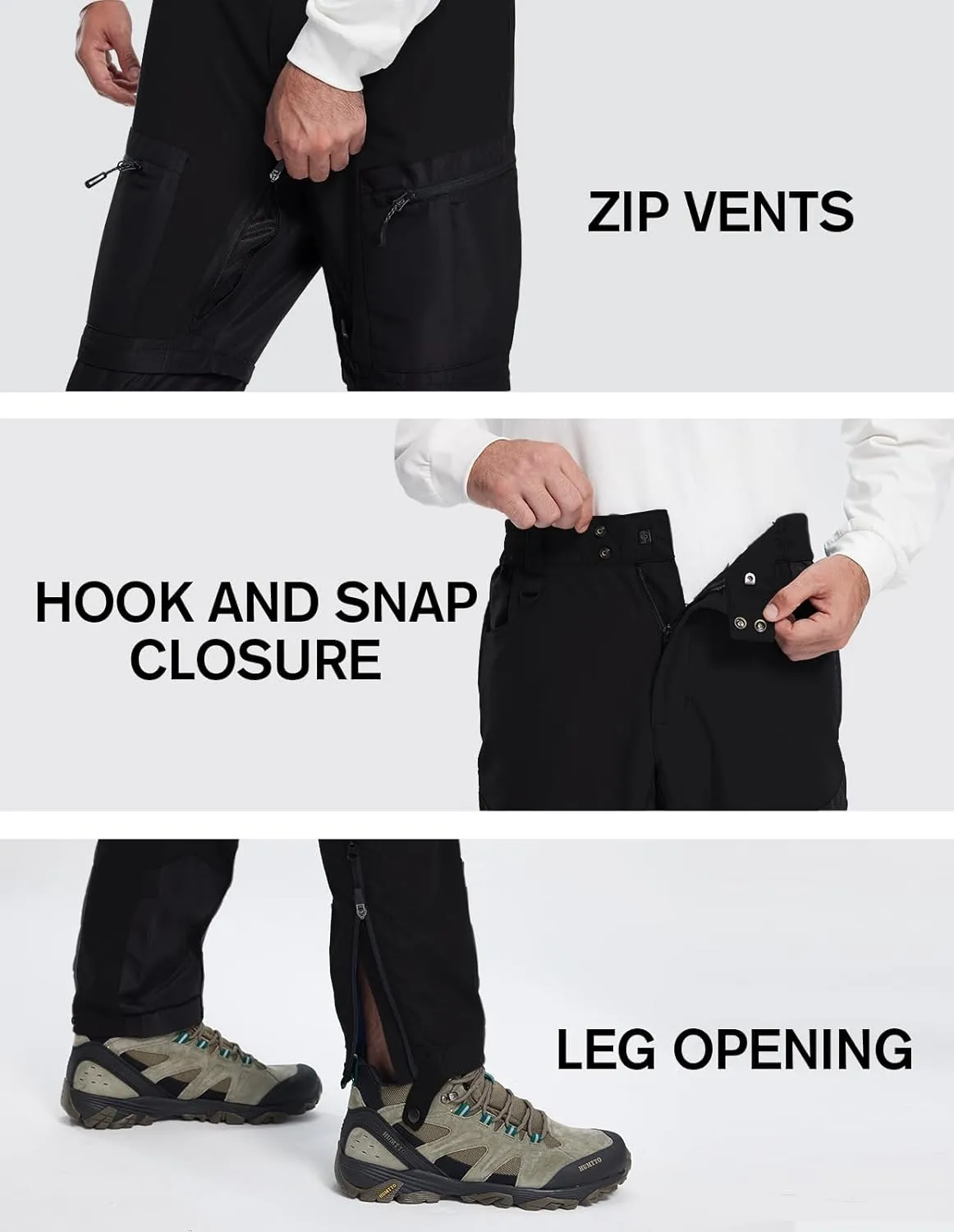 fit space Men's Reinforced Hiking Pants Tapered Zip Off Trekking Pants Convertible Vented