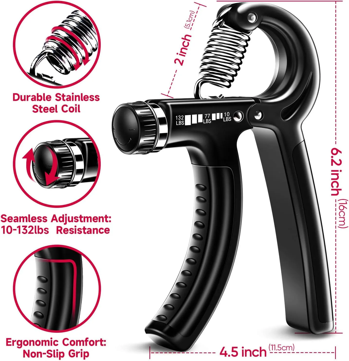 FitBeast Grip Strengthener Forearm Strengthener Hand Grips Strengthener Kit - 5 Pack Adjustable Resistance