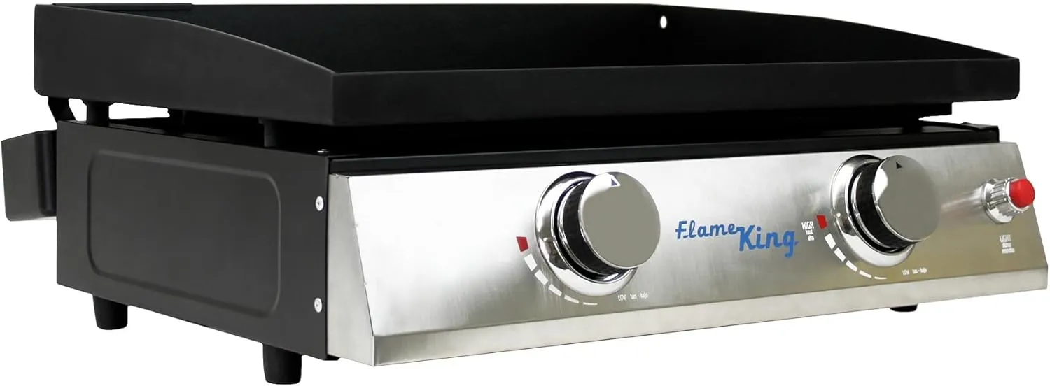 Flame King 22-inch Double Burner Flat Top Griddle for Outdoor BBQ Grill, Portable Propane Gas Griddle for Camping and Tailgating