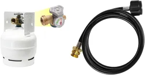 Flame King 3lb Steel Propane Tank with Gauge and OPD Valves and 4-Feet Adapter Hose Converter for 1LB Appliance to 20lb Tank