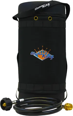 Flame King Gas Hauler Kit - Insulated Protective Carry Case for 10LB Propane Tank Plus Adapter Hose for Camping and Outdoor Adventures