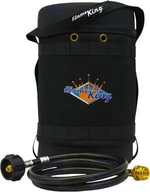 Flame King Gas Hauler Kit - Insulated Protective Carry Case for 5LB Propane Tank Plus Adapter Hose for Camping and Outdoor Adventures