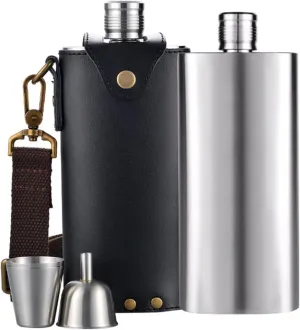 Flasks for Liquor for Men Travel Flasks Stainless Steel Portable Bar Tools Flasks with Funnel 18Oz Flasks(Color:Black)