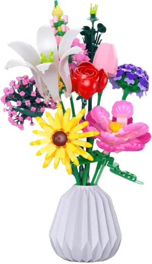Flowers Bouquet Building Set, 699Pcs Creative DIY Flower Botanical Collection Building Toys, Home Office Decor Gifts for Mother's Day, Valentine Day, Birthday, Christmas Day