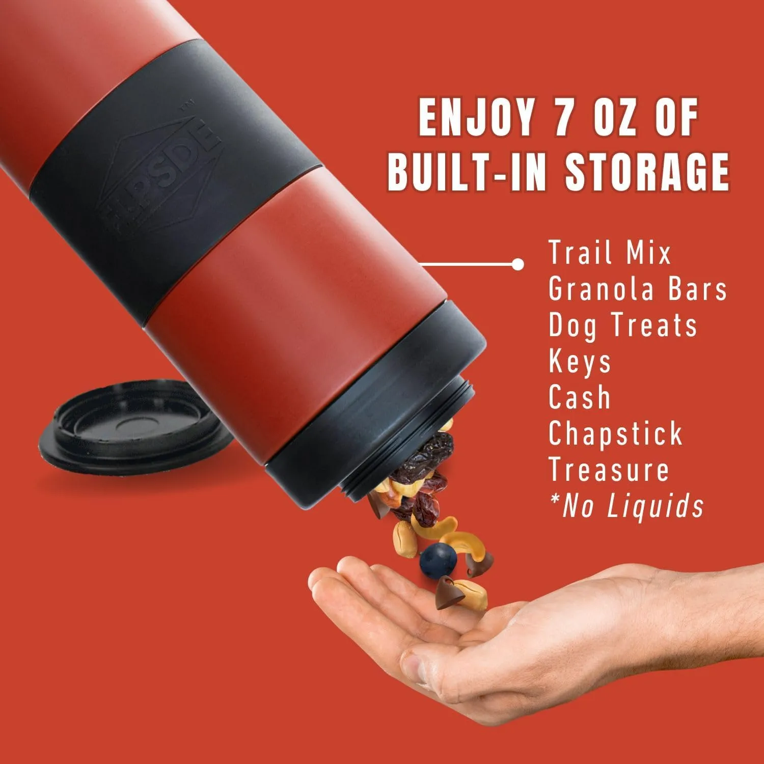 FLPSDE Dual Chamber Water Bottle with Integrated Storage Compartment for Snacks and More - Stainless Steel, Vacuum Insulated - 2 in 1 Container for Travel, School, Hiking, Sports, Work, Office, Gift