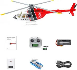 FLYWING Bell 206 V4 RC Helicopter for Adults, 470-Class Remote Control Helicopter Model with GPS and Model 1/ Model 2 Switchable (RTF Version)