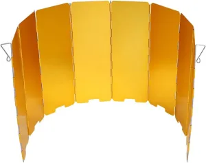 Foldable Outdoor Stove Windshield, 8 Plates Aluminum Camping Stove Windscreen with Storage Box,for Camping Picnic, Backpacking, Cooking(Yellow)