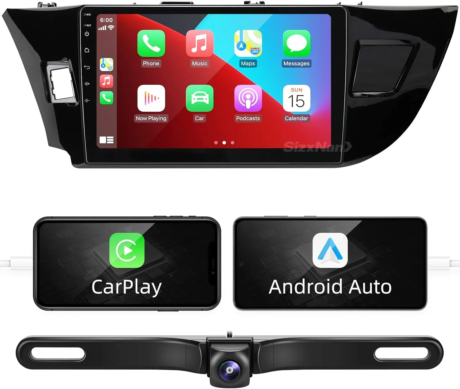 for Corolla Android Radio Touch Screen Compatible with Carplay Android Auto,Car Stereo Bluetooth Navigation Media Player GPS FM/AM Backup CameraHead Unit for Toyota Corolla 2014 2015 2016