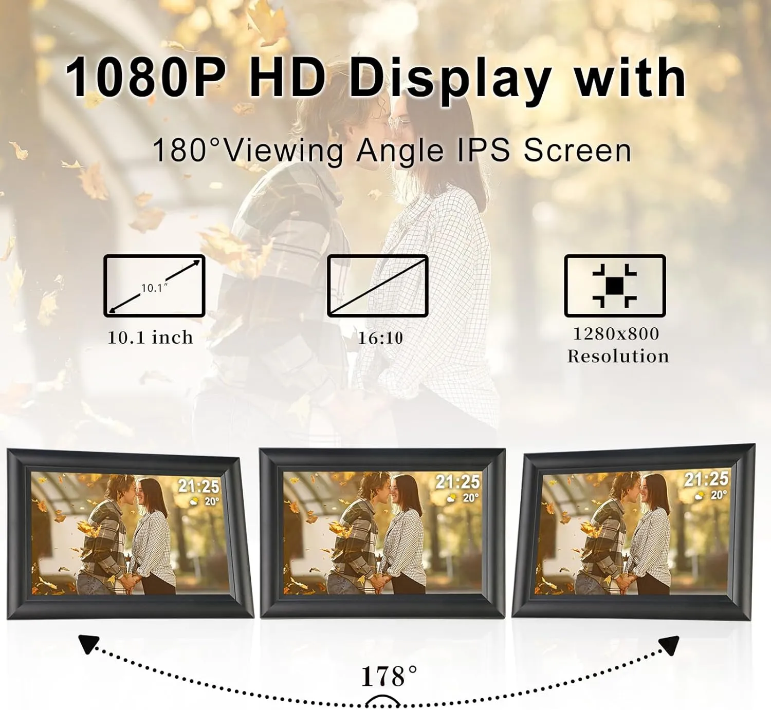 Frameo 10.1 Inch Digital Picture Frame WiF Black,Electronic Picture Frame, Photo Frame,32GB Storage,1280x800 IPS HD Touch Screen,Auto-Rotate,Share Photos/Videos Instantly via Frameo App from Anywhere
