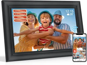 Frameo 10.1 Inch Digital Picture Frame WiF Black,Electronic Picture Frame, Photo Frame,32GB Storage,1280x800 IPS HD Touch Screen,Auto-Rotate,Share Photos/Videos Instantly via Frameo App from Anywhere