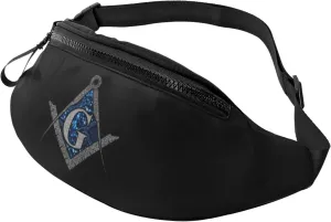 Free Mason Masonic Blue African Print Compass Fanny Pack for Men Women, Sports waist bag, suitable for traveling, hiking and running