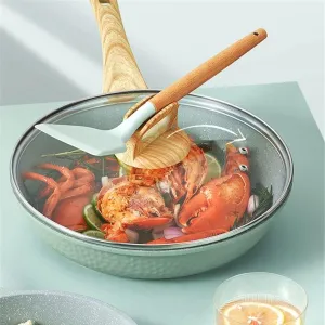 Frying Pan with Lid Cooking Wok Pots for Kitchen Skillet Nonstick Pans Grill Pancake Saucepan Egg Induction Cooker(24cm)
