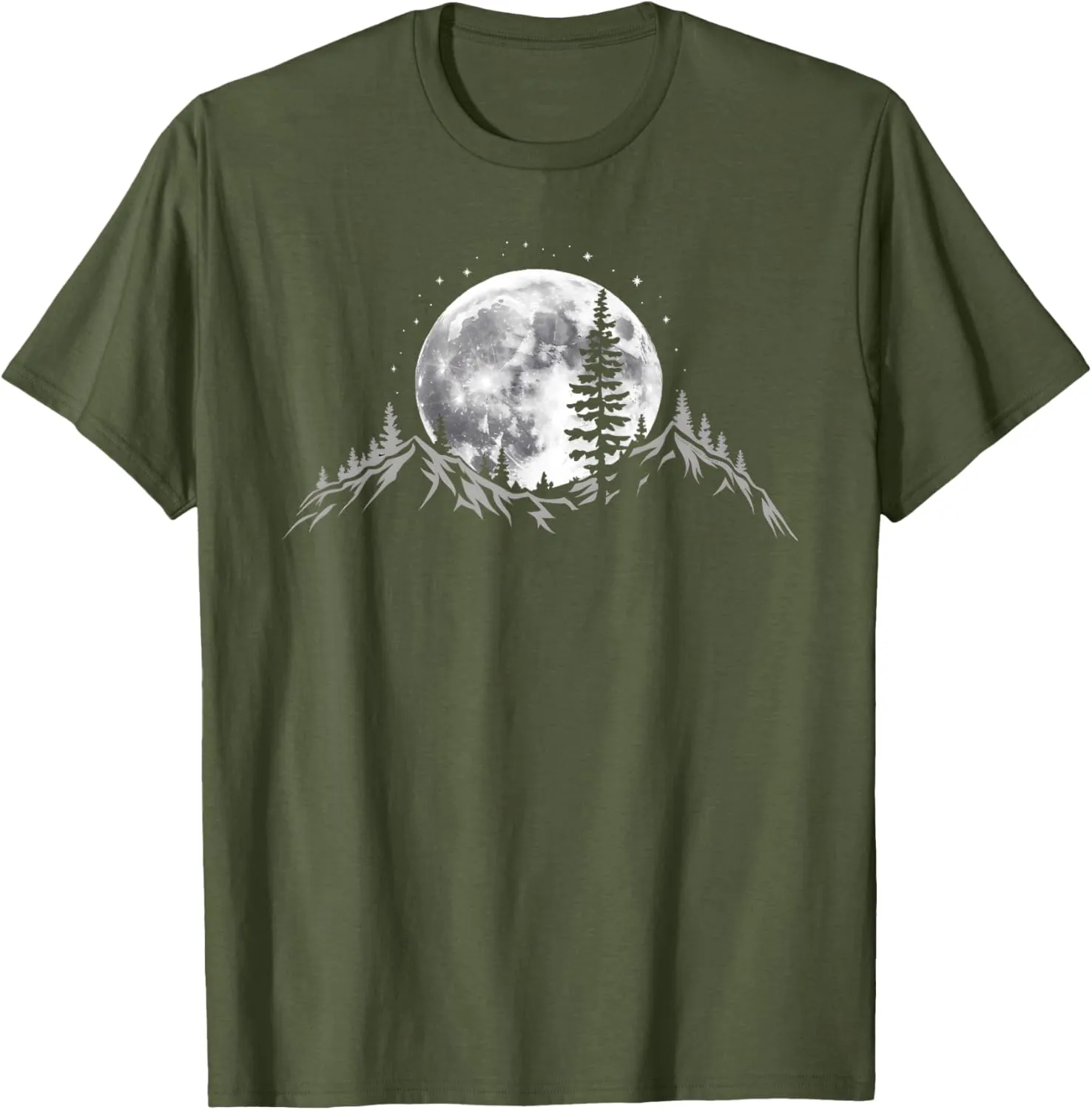 Full Moon Trees Nature Mountains Adventure Outdoor Forest T-Shirt