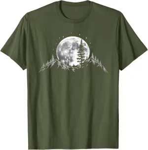 Full Moon Trees Nature Mountains Adventure Outdoor Forest T-Shirt